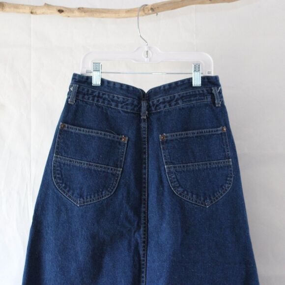 Foxtails Juniors Modest Vintage Skirt Midi Size 9 Blue Denim Front Zip Pockets - Picture 5 of 7
